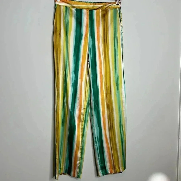 Zara STRIPED PRINT STRAIGHT CUT PANTS - Picture 2 of 9